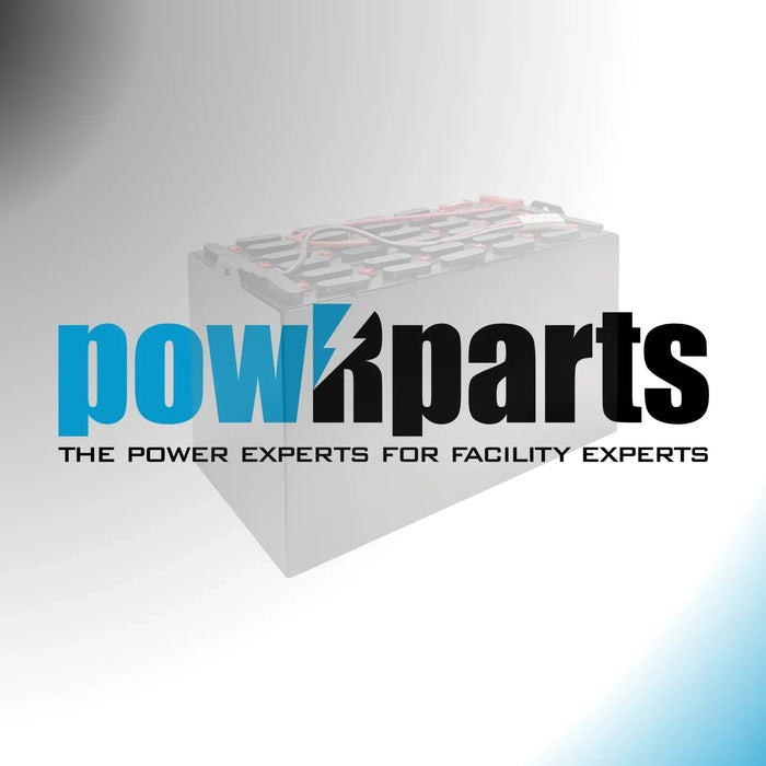 Battery pack with facility power parts and bold power experts text on gradient background