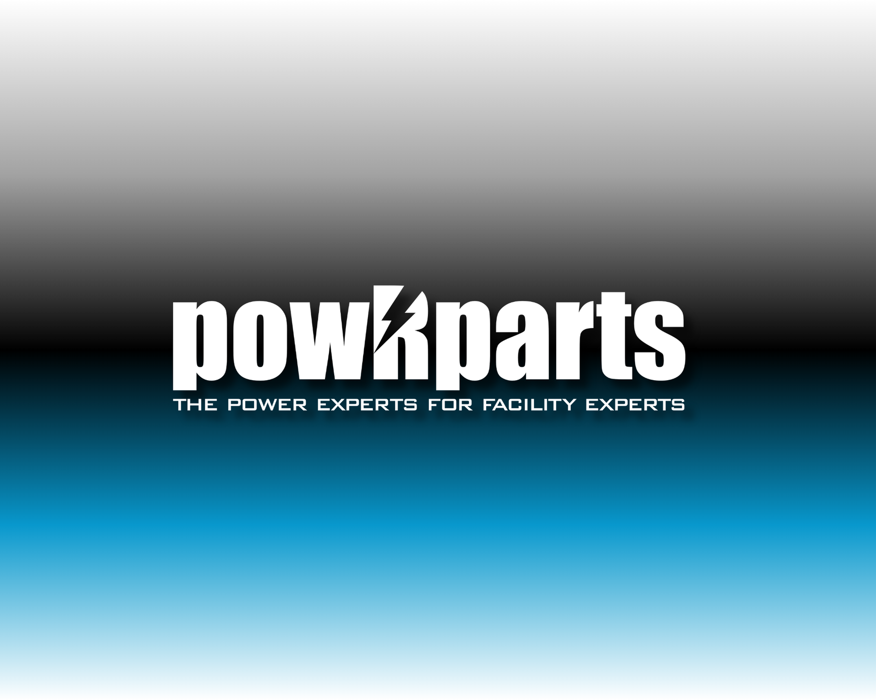 powRparts logo with slogan 'The power experts for facility experts' on gradient background