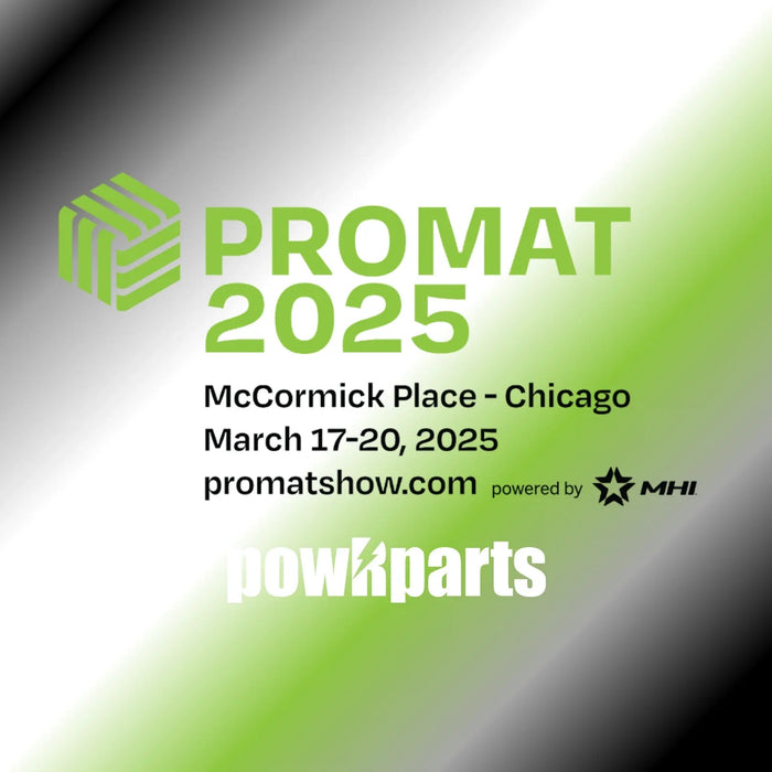 ProMat 2025 event promo graphic with green logo, dates, and location for Chicago expo.