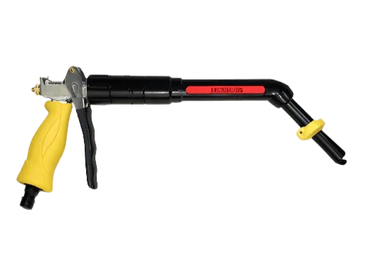 Heavy-duty watering gun with ergonomic yellow handle and adjustable spray nozzle