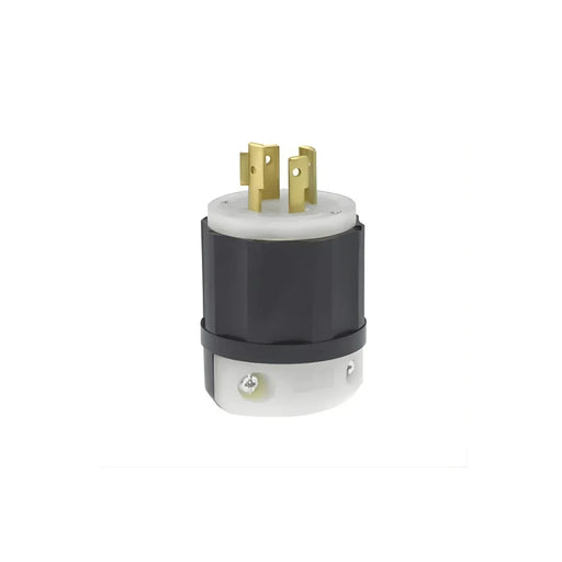 20 amp locking plug with black and white housing, industrial power connector