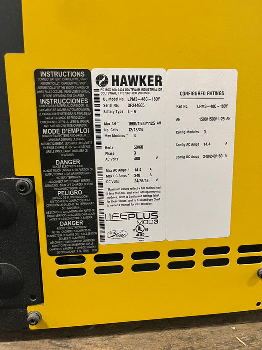 Hawker Mod Charger, 24V/36V/48V, Multi Amperage