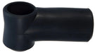 Black automotive lug terminal protector rubber boot on white background