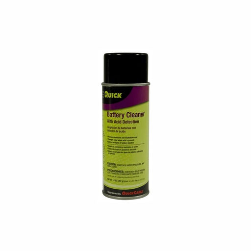 Aerosol can of battery cleaner spray with acid detection for power equipment maintenance.