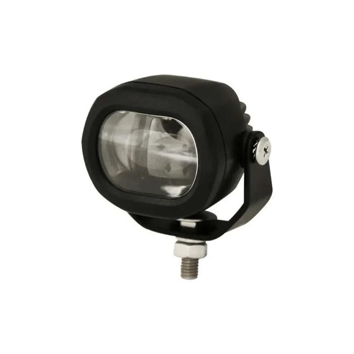 Red pedestrian boundary warning light with black mounting bracket for facility safety