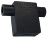 Black flag clamp terminal protector with warning text, electrical parts accessory
