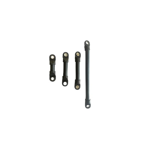 Set of black flex connectors with metal eyelets for facility power management