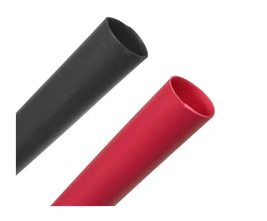 Red and black heat shrinkable tubing for electrical insulation and wire protection