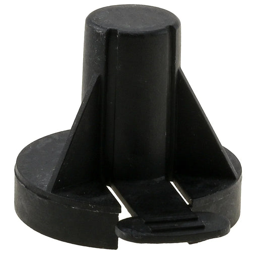 Heavy duty black plastic T-group 31 battery terminal cap on white background