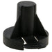 Heavy duty black plastic T-group 31 battery terminal cap on white background