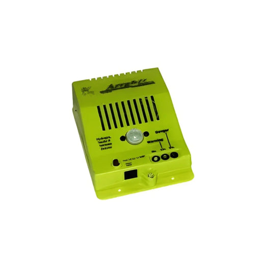 Yellow hydrogen gas and smoke detector with silent intrusion alarm on white background