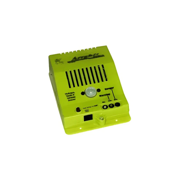Yellow hydrogen gas and smoke detector with silent intrusion alarm on white background