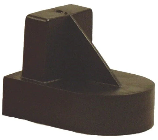 Black rigid battery cap for lawn and garden post, shown on white background