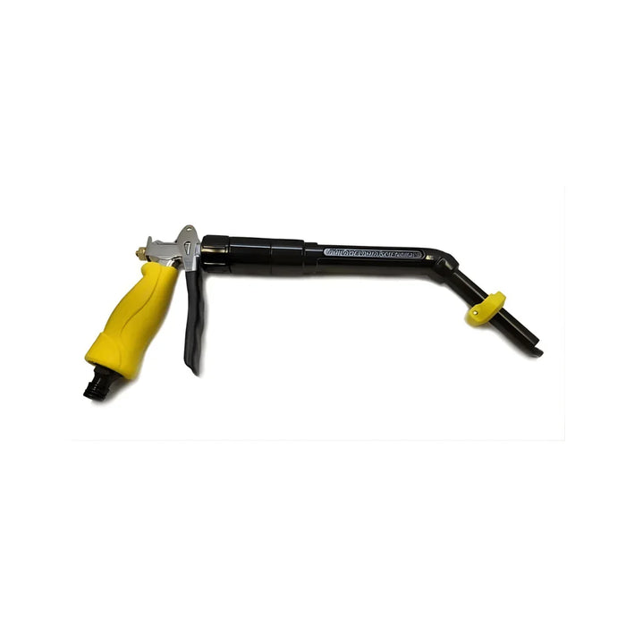 Yellow and black watering gun with ergonomic handle and adjustable nozzle