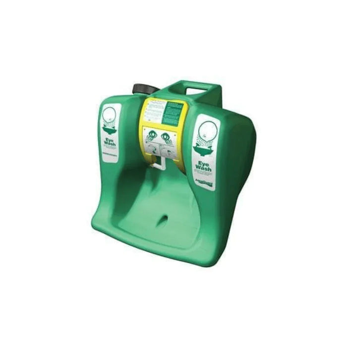 Portable green 16-gallon emergency eye wash station for workplace safety