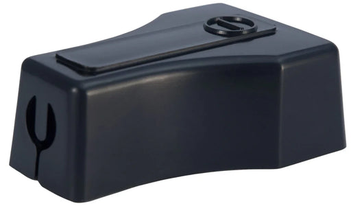 Black straight clamp terminal protector with snap-fit design for battery terminals